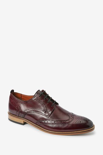 Buy Burgundy Red Wide Fit Contrast Sole Leather Brogues from Next