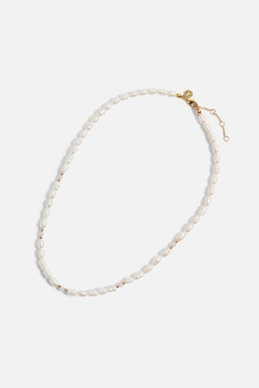 Z by Accessorize Gold-Plated Pearl and Rose Quartz Beaded Necklace