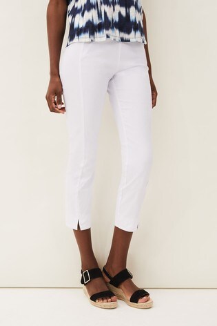 Phase Eight White Halle Crop Trousers