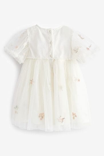 White embroidered mesh dress new arrivals