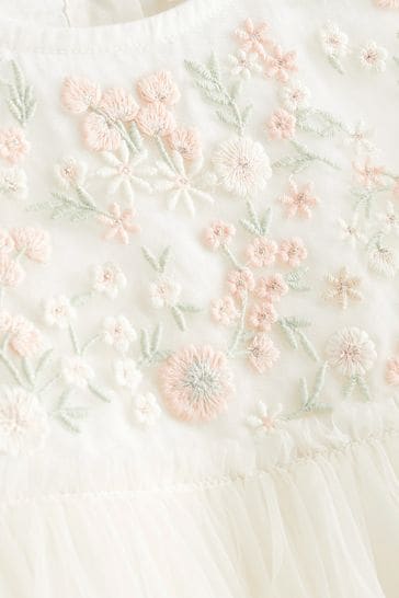 Buy White Embroidered Mesh Party Dress 3mths 7yrs from Next