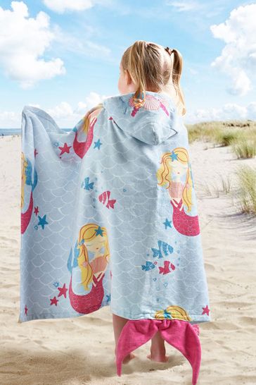 Teal Mermaid Children's Hooded Beach Towel Ages 3-5
