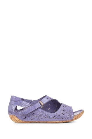 Pavers Purple Leather Flat Sandals