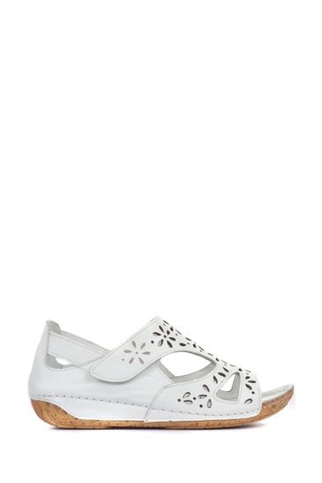 Pavers White Wide Fit Leather Sandals