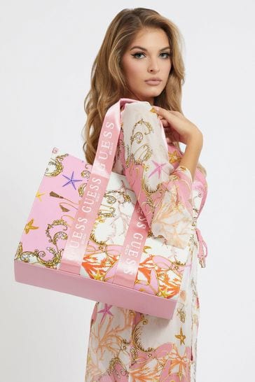 Guess pink 2025 tote bag