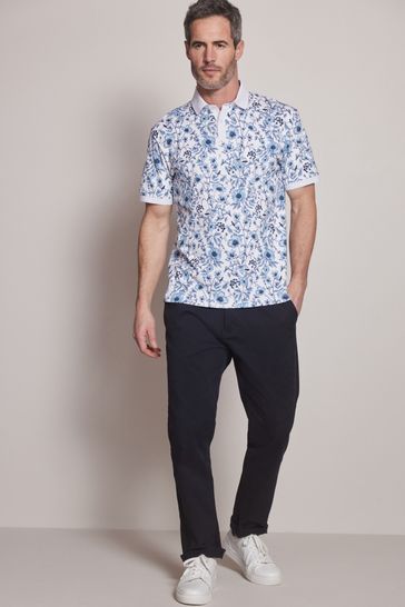 Blue floral polo online