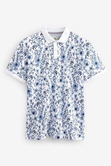 Blue floral deals polo
