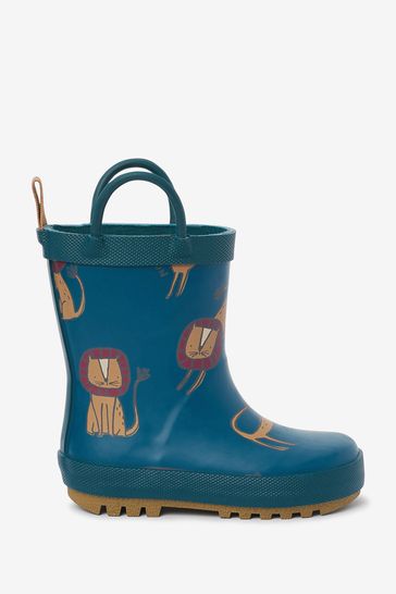 Teal Blue Lion Handle Wellies