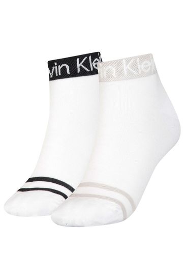 Calvin Klein White Logo Socks 2 Pack