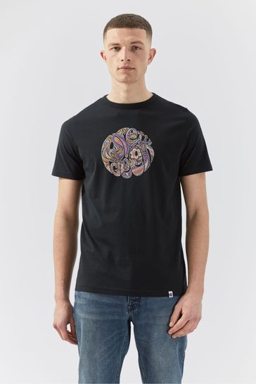 Pretty Green Festival Paisley Print Logo T-Shirt