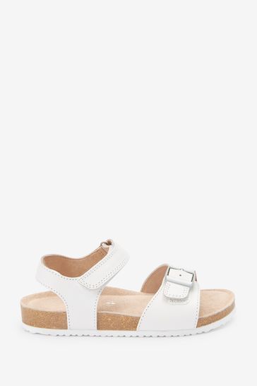 White Leather Standard Fit (F) Corkbed Sandals