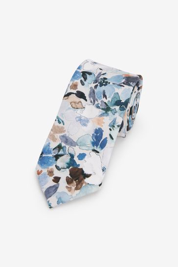 Light Blue Floral Slim Pattern Tie