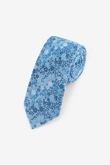 Blue Floral Pattern Tie