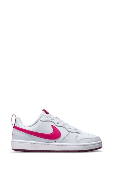 Nike White/Pink Court Borough Low Junior Trainers