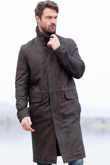 Buy Lakeland Leather Brown Kirkland Long Leather Coat from Next