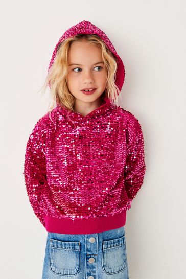 Pink sequin hoodie sale