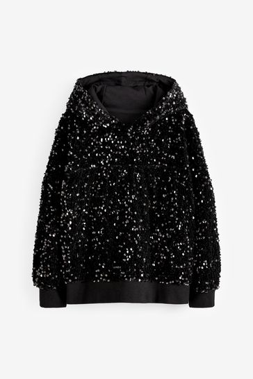 Black sequin hoodie shop
