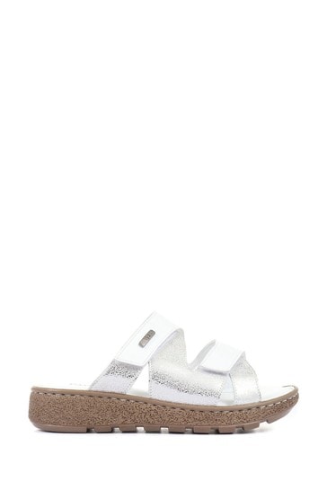 Buy Pavers Ladies White Extra Wide Fit Leather Mule Sandals from