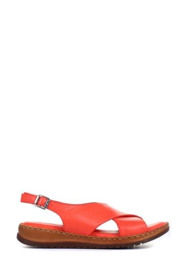 Pavers Ladies Red Leather Slingback Sandals