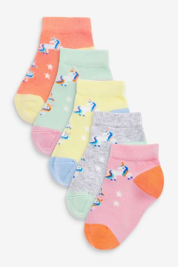 Multi Cotton Rich Unicorn Trainer Socks 5 Pack