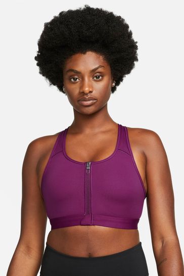 Buy Nike Black Swoosh Zip Front Medium Support Sports Bra from Next  Luxembourg