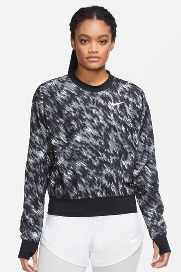Nike Womens Black Pacer Printed Running Crew Sweatshirt