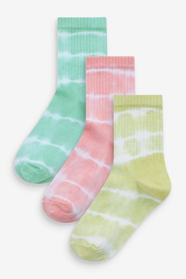 Multi 3 Pack Cotton Rich Pastel Tie Dye Ankle Socks