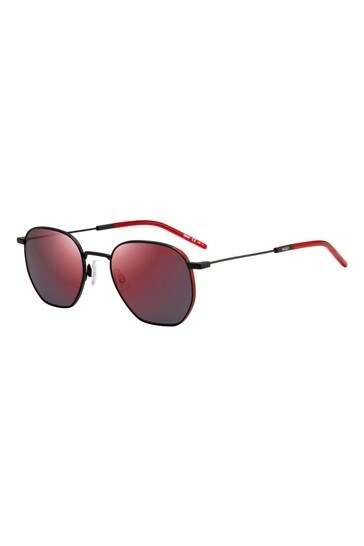 HUGO Round Red Lens Sunglasses