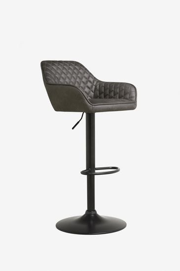 Monza Faux Leather Dark Grey Hamilton Adjustable Height Arm Kitchen Bar Stool
