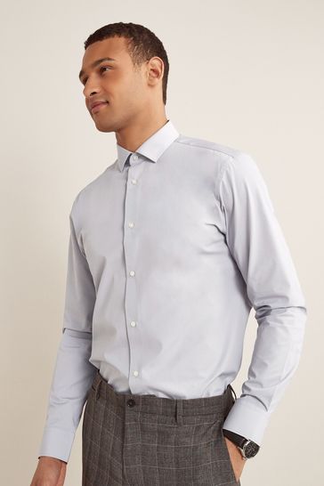 Light Grey Regular Fit Single Cuff Next Easy Care Shirt
