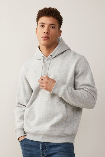 Light Grey Regular Fit Jersey Cotton Rich Overhead Hoodie