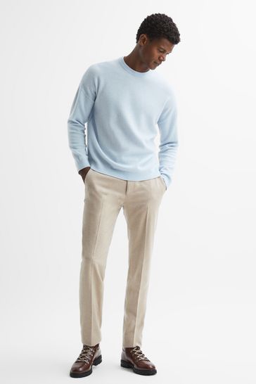 Reiss Soft Blue Melange Putney Wool Crew Neck Jumper