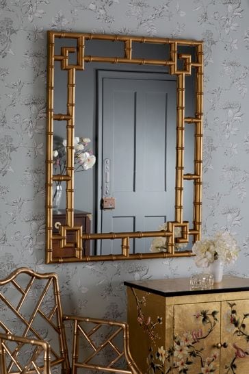Laura Ashley Gold Shawford Gold Bamboo Mirror
