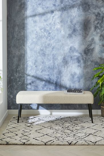 Casual Boucle Oyster Natural Upholstered Dining Bench
