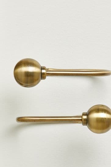 Set of 2 Antique Brass Ball Curtain Holdbacks