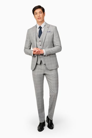 Buy Ted Baker Lt Grey Blue Check Slim Suit Jacket from Next