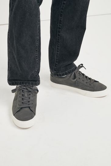 Buy Grey Regular Fit Perforated Side Trainers from Next Luxembourg