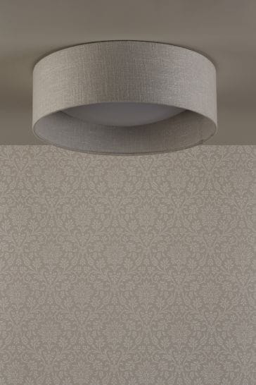 Laura Ashley Silver Bacall Linen Concave Diffuser Flush Ceiling Light