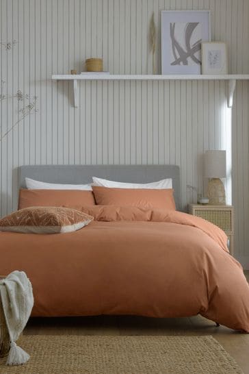 Buy Orange Rust Cotton Rich Plain Duvet Cover and Pillowcase Set from Next USA