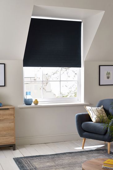 Navy Blue Ready Made Textured Blackout Blind