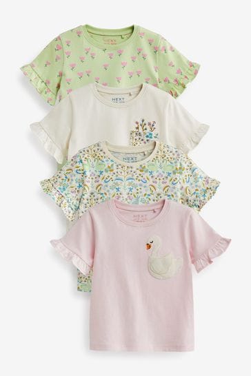 Pink/Green Short Sleeve T-Shirts 4 Pack (3mths-7yrs)