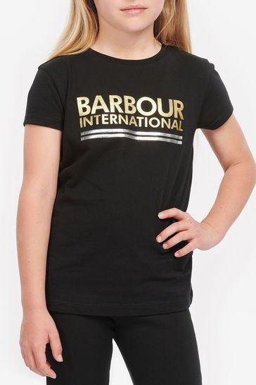 Barbour® International Girls Reina Logo Black T-Shirt