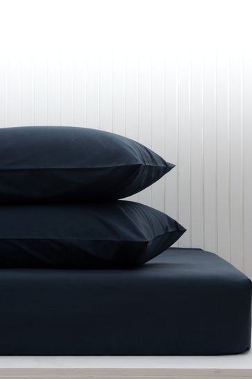 Ink Navy Blue Cotton Rich Fitted Sheet