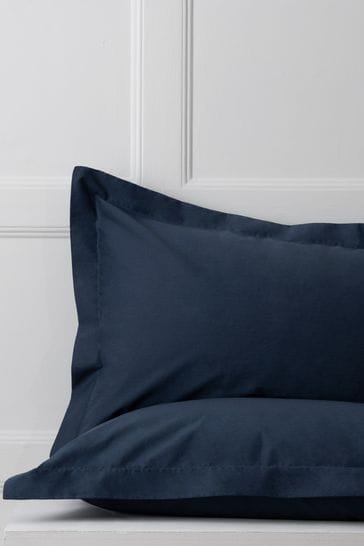 Set of 2 Blue Ink Navy Cotton Rich Pillowcases