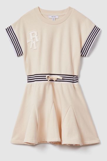 Reiss Ivory Milo Teen Cotton Blend Logo Dress