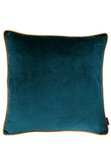 Riva Paoletti Teal Blue/Tiger Orange Meridian Velvet Polyester Filled Cushion