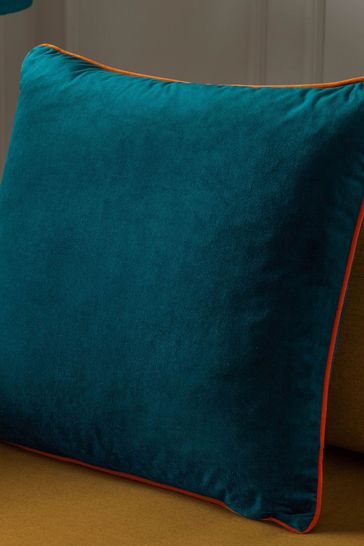 Riva Paoletti Cuscino Meridian In Velluto 55x55 Cm – Grigio/Blush Con Bordo Contrasto, Imbottito, Lavabile