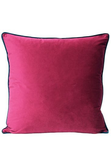 Riva Paoletti Raspberry Pink/Teal Blue Meridian Velvet Polyester Filled Cushion