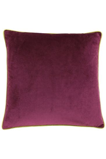Riva Paoletti Maroon Red/Moss Green Meridian Velvet Polyester Filled Cushion