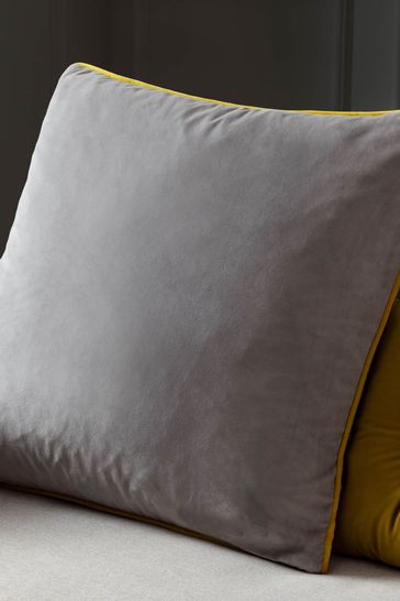 Riva Paoletti Dove Grey/Cylon Yellow Meridian Velvet Polyester Filled Cushion